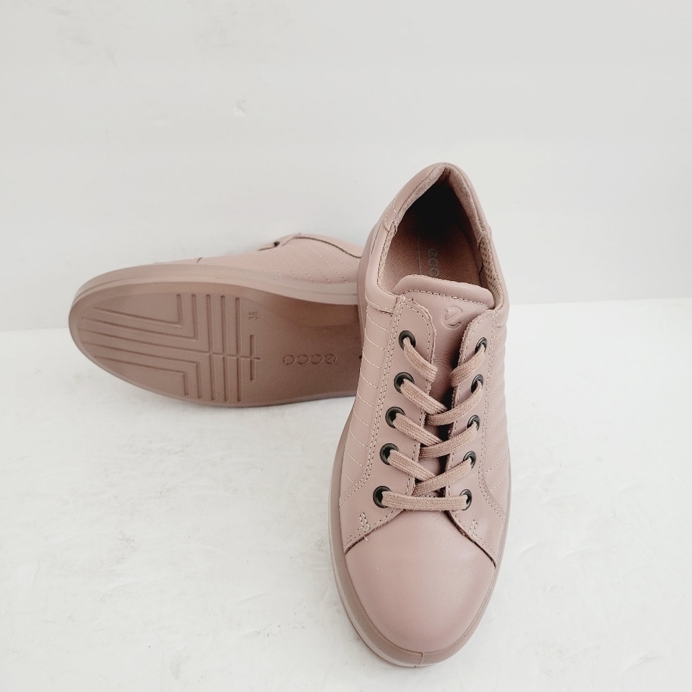 NEW ECCO SOFT 9 II Rose Leather Sneakers Size 5 - 5.5 - Picture 3 of 8